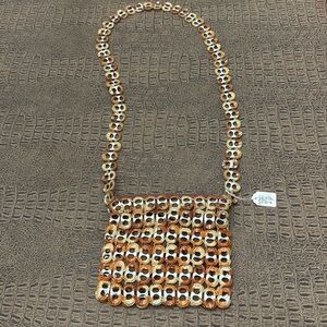 Handmade pull tab crossbody brown bag
